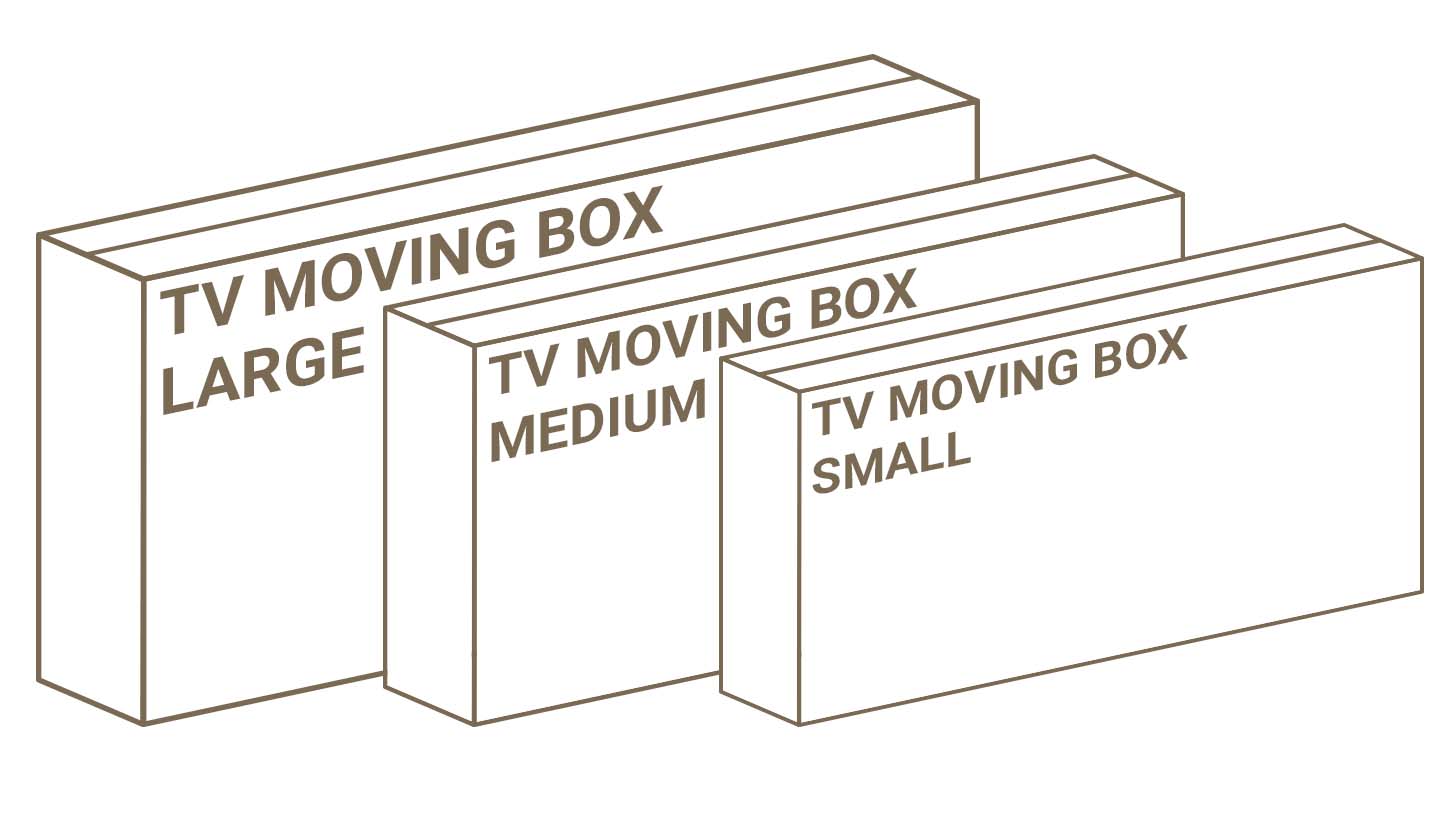 tv moving boxes. different types, sizes.