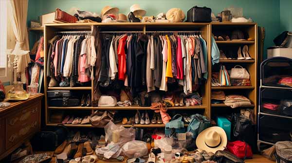 How to declutter  cluttered closet